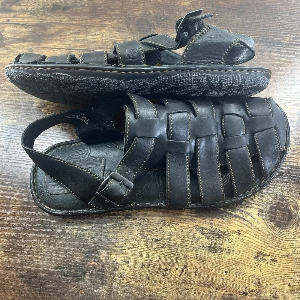 Born Cabot Fisherman Sandals Black Leather Closed Toe Casual Men's Sz 9 VTG 90s